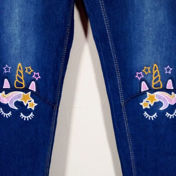 dELiA*s  Girls Jegging Size 16 Embroidered  Unicorn Skinny Blue Stretch Denim - Picture 6 of 12